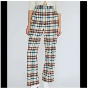 Aritzia Wilfred Effortless Pant Plaid Conway Birch/Suave Green